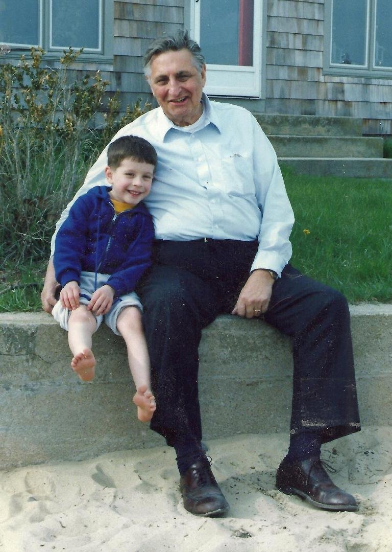Son Brian with Grampy Shamon, Cape Cod, MA, Early '90s