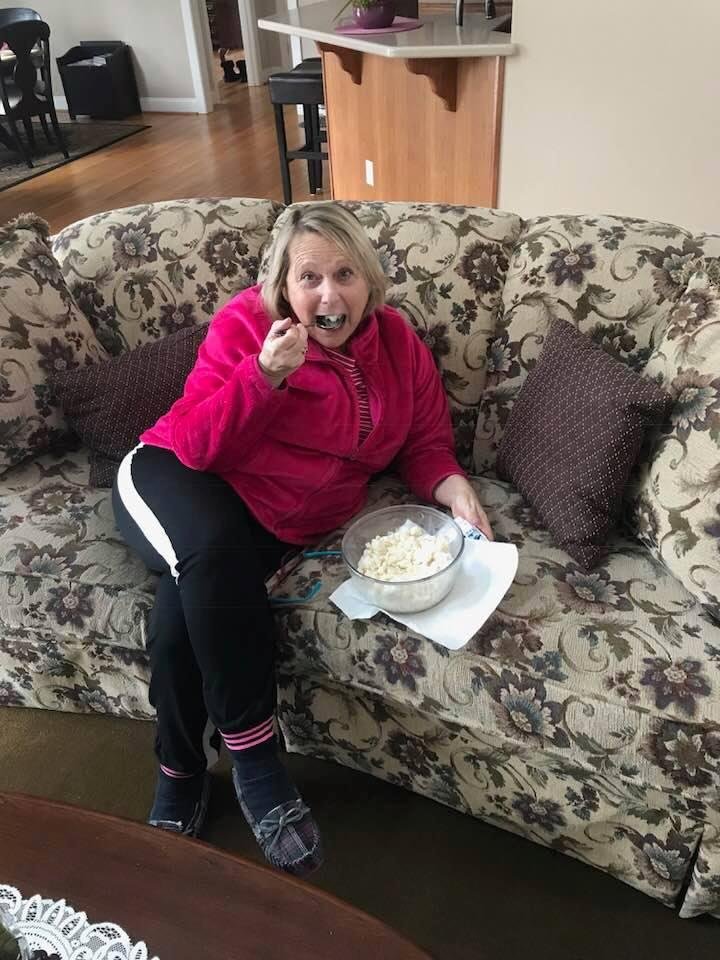 Southern girl eating homemade snow ice cream
