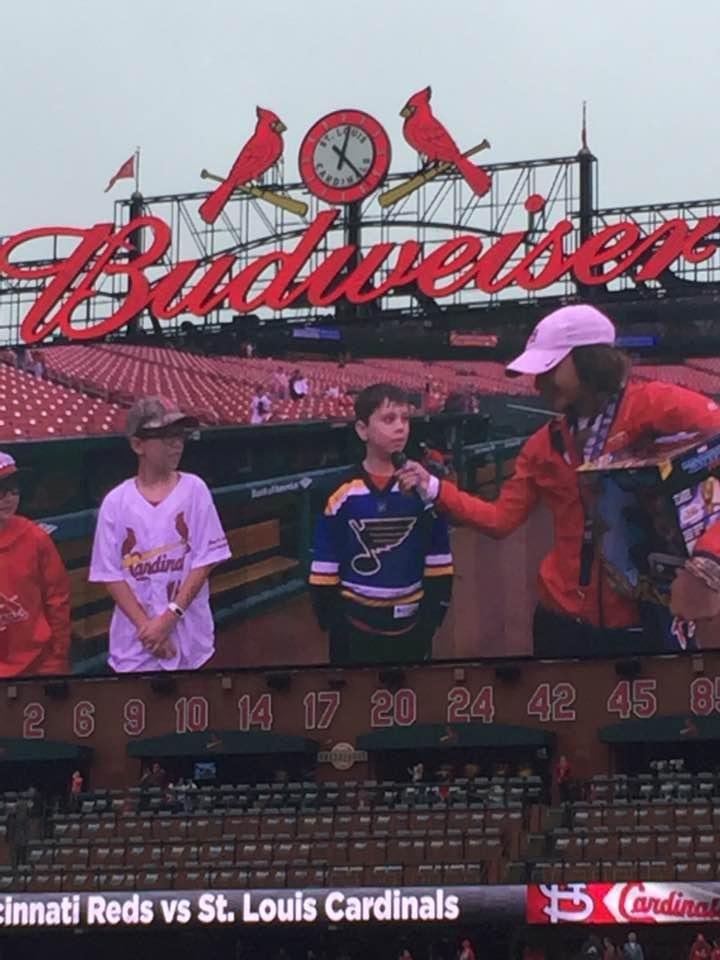 Grandson Jaxon being interviewed at Cardinal game today. Hope the rain holds off.⚾️⚾️⚾️