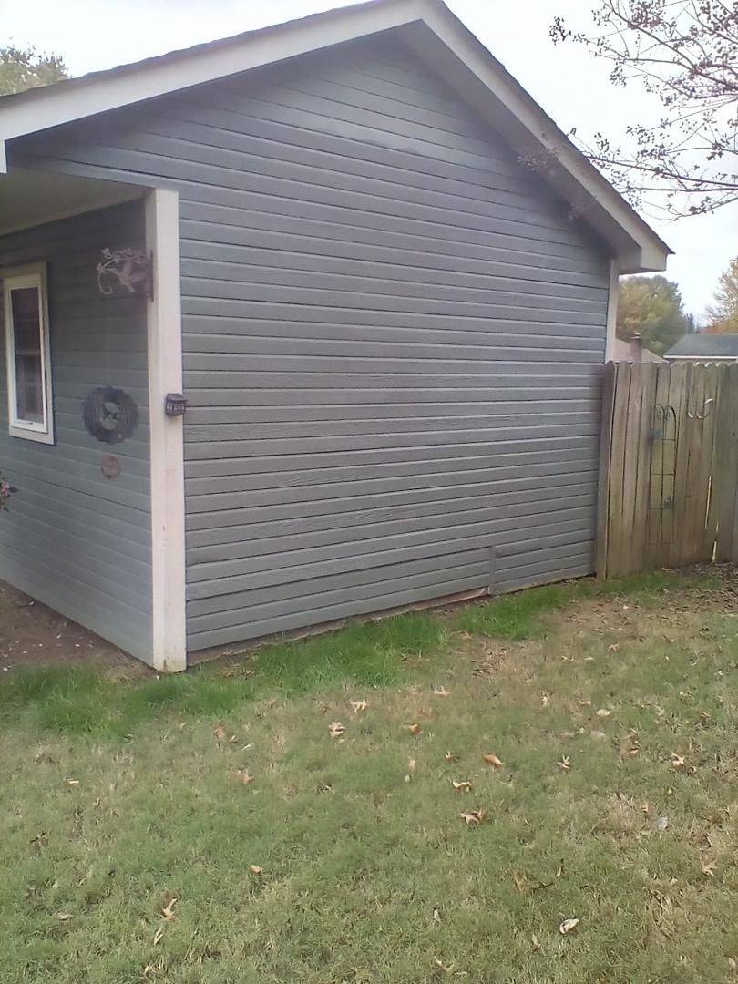 This is what I did Saturday. I painted the side of the shed with exception of 6 boards by the peak. I would have to change ladders and didn't feel safe climbing that high. I did start at the top and worked my way down.