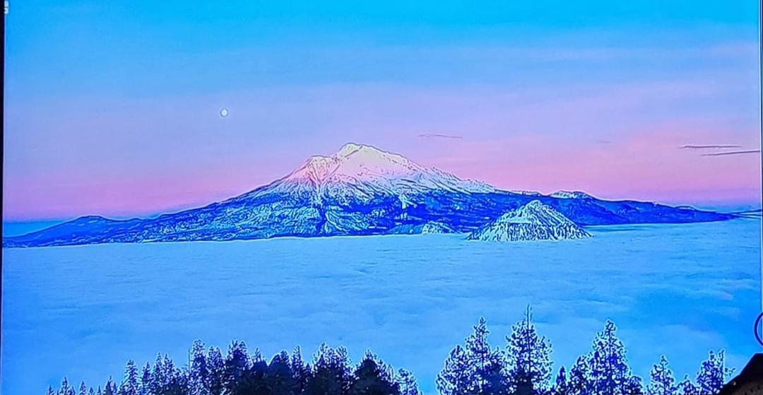 Sunset on Mt. Shasta after many feet of snow this week. Beautiful!