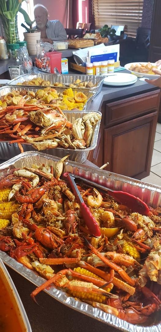 Andrew Bassant and Shannon brought over dinner.. Seafood feast! Tulips and gift card from Carrie Moss What a way to celebrate Mother's Day!