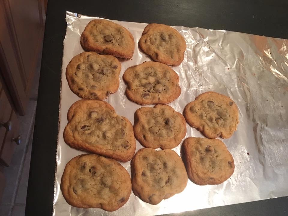 Dylan made chocolate chip cookies tonight!