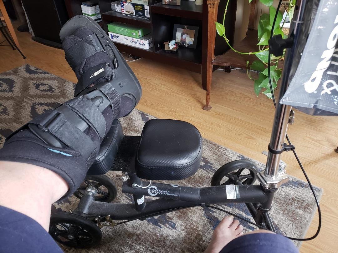My foot and my knee cart.