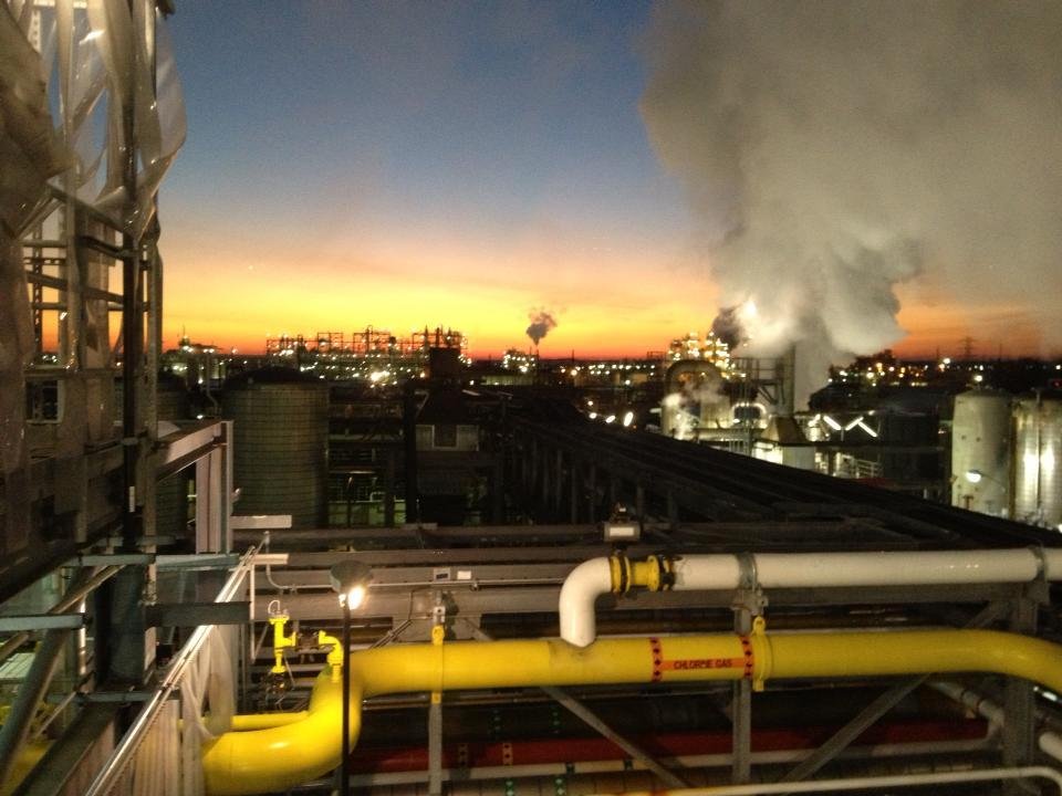 Beautiful sunrise at chem plant after working all night