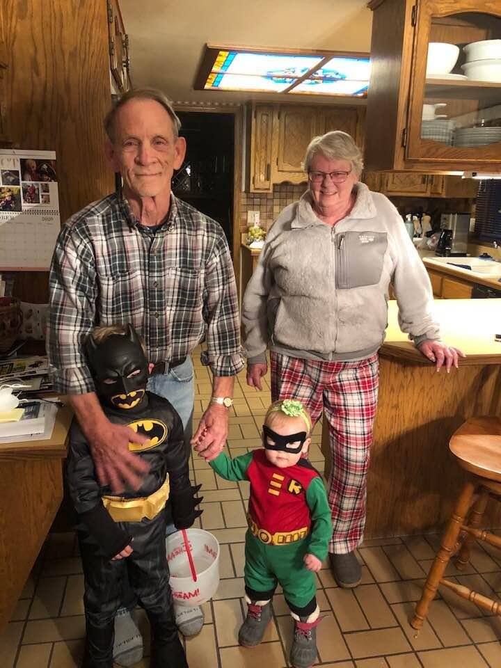 Batman and robin stopped by. Happy Halloween