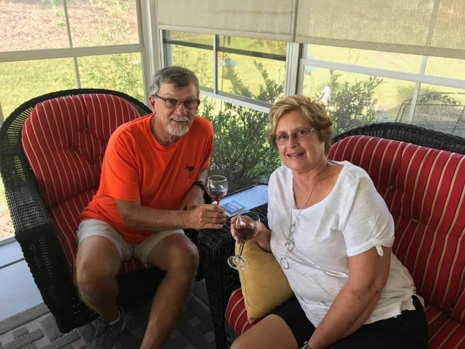 Enjoying wine with my friends Paul and Peggy Lugar at their beautiful home in Little River, SC.