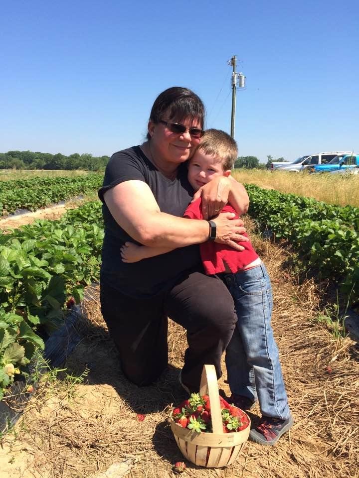 Had fun picking strawberries with my youngest grandson today.