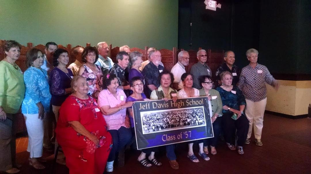 group picture of class of '57 without their spouses.