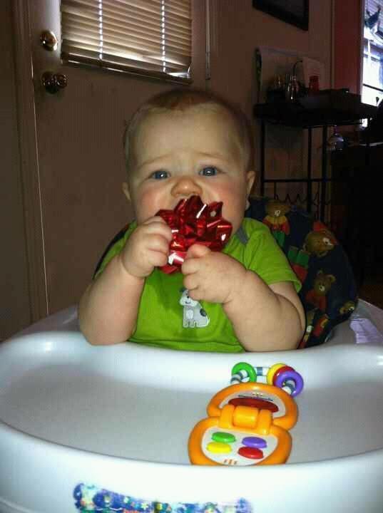 Bow or toy? He chose the bow!