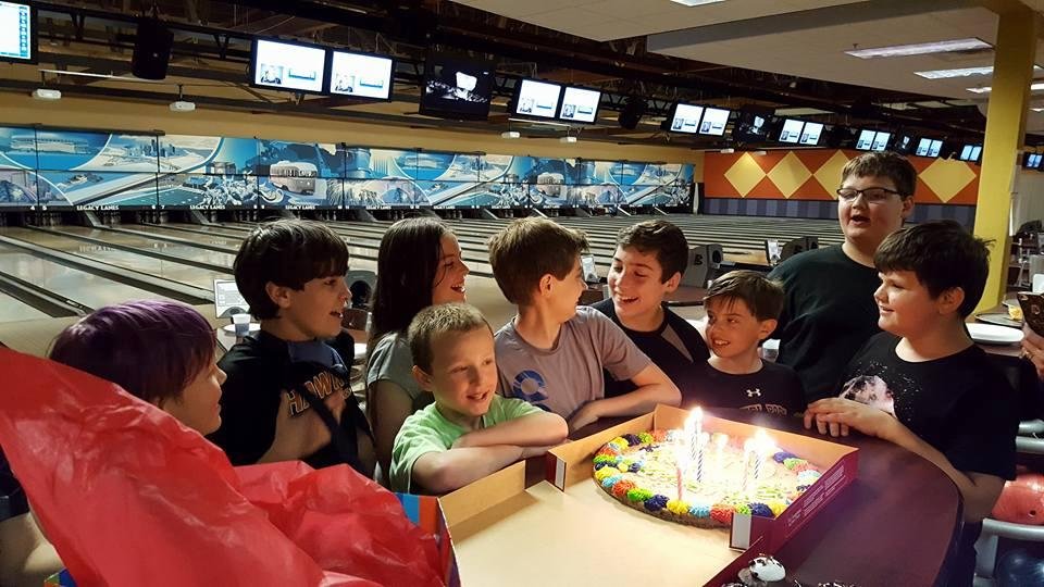 Colin's birthday party laser tag and bowling. Fun.