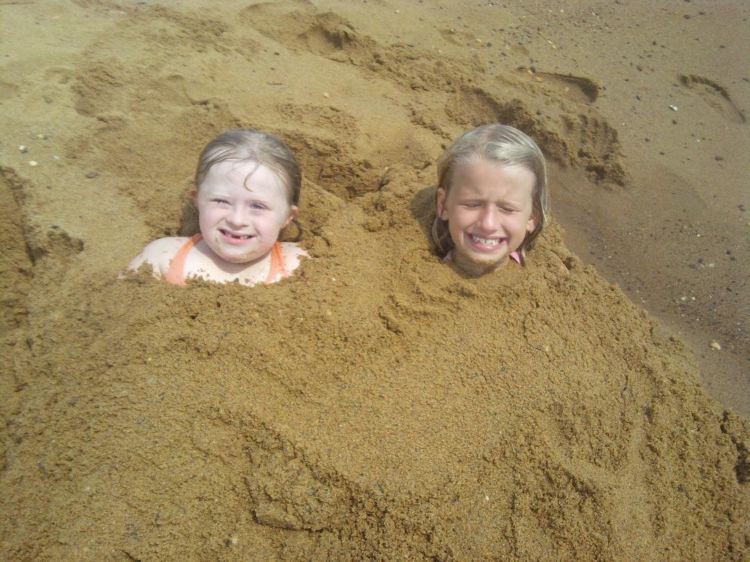 AUGUST 24,2012 HOPE n CAITLIN being buried in the sand..