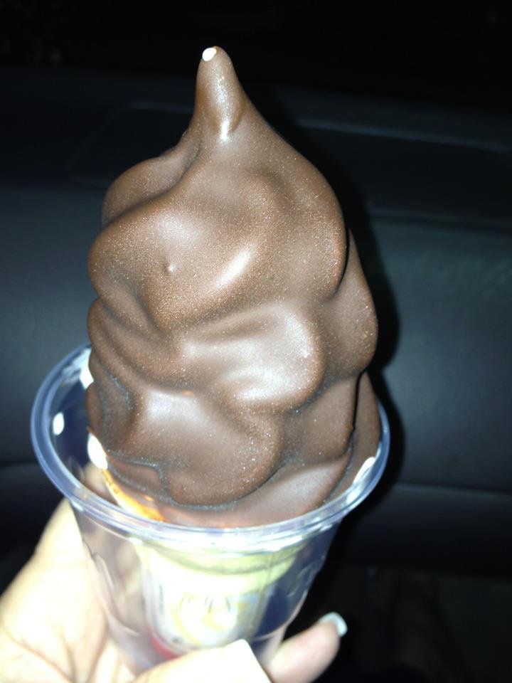 Went to McDonalds tonight. Asked if we could get a chocolate dipped cone but in a dish. This is what we got. Lol all the way home!