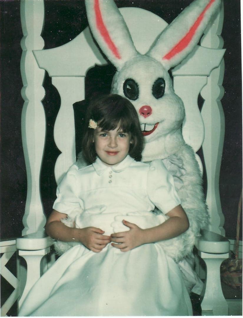 Here's a little girl who enjoyed the Easter Bunny.