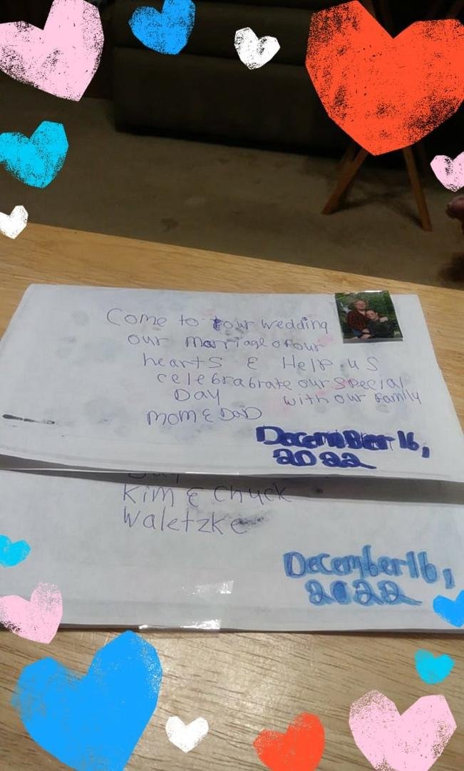 My wife is starting to make wedding invitations she also tried on her dress with her wedding bouquet today, and it looks really nice from what she said it said she tried it on in the bathroom