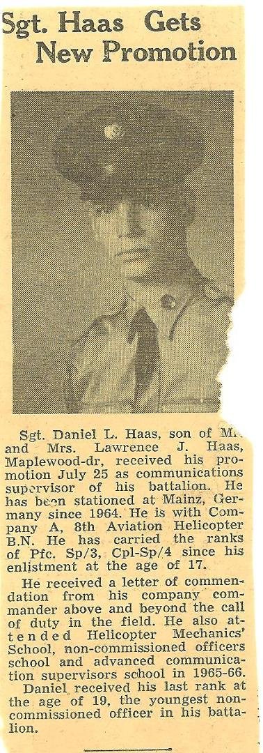 Dan Haas lived accross the street when I was growing up. About my age, but went to Catholic St. Agatha instead of Southfield Public Schools. Last time I saw his was approx 1969 when he returned home from Germany with a Ge