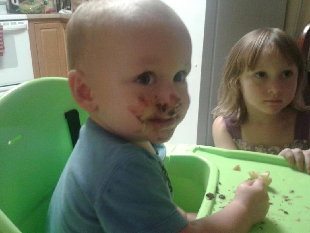 Here is Johnny warming up for his birthday party tomorrow.