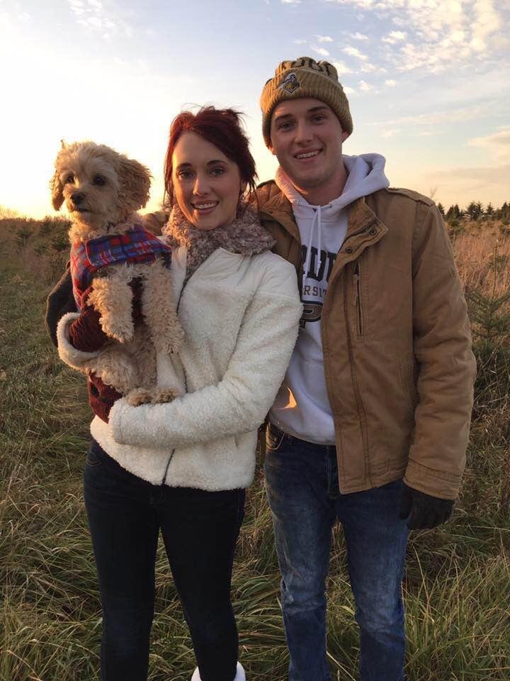 Let Christmas begin...Ben and Megan just cut down their tree....Riley too !!