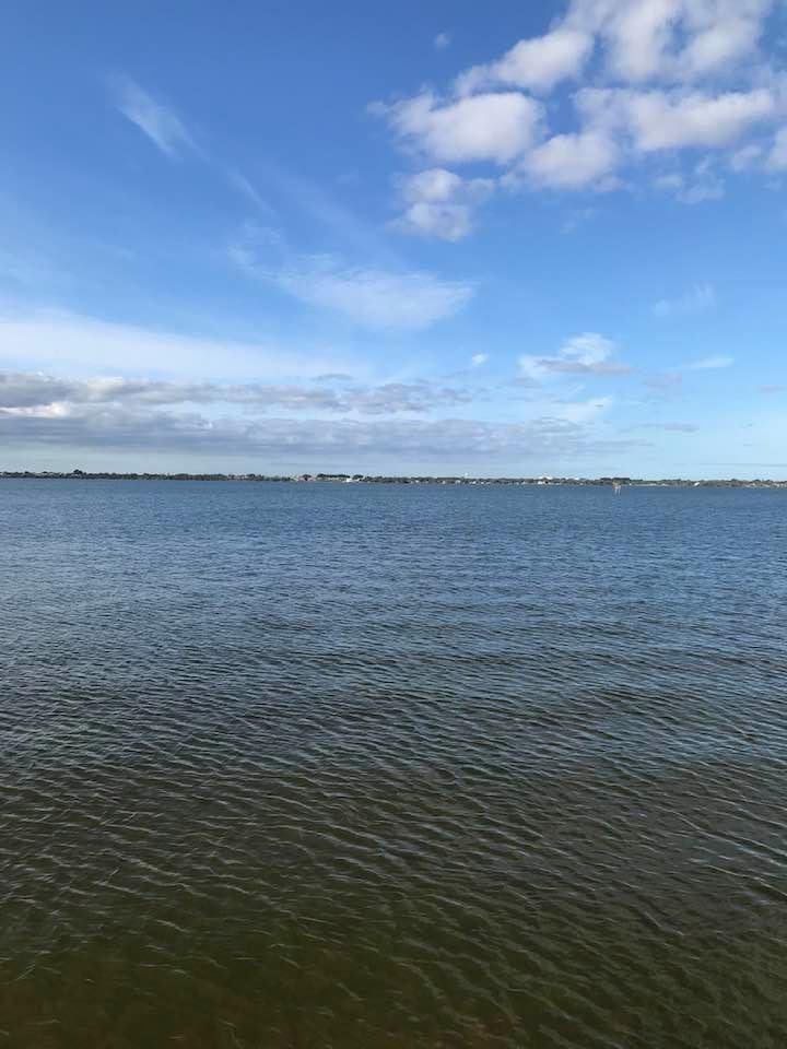 Beautiful morning at Melbourne Beach looking out at the Indian River.