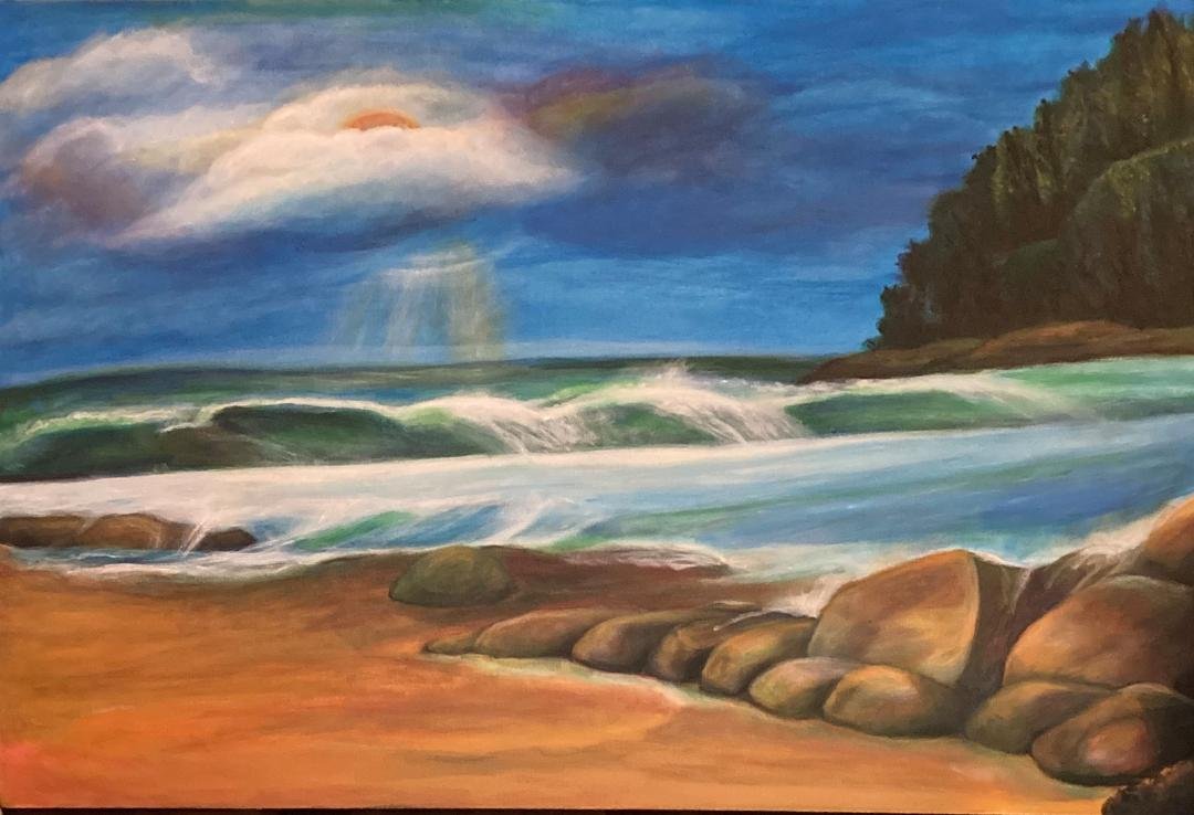 This is updated. See on my website: fineartbysade.com
24” x 36” able to ship if necessary