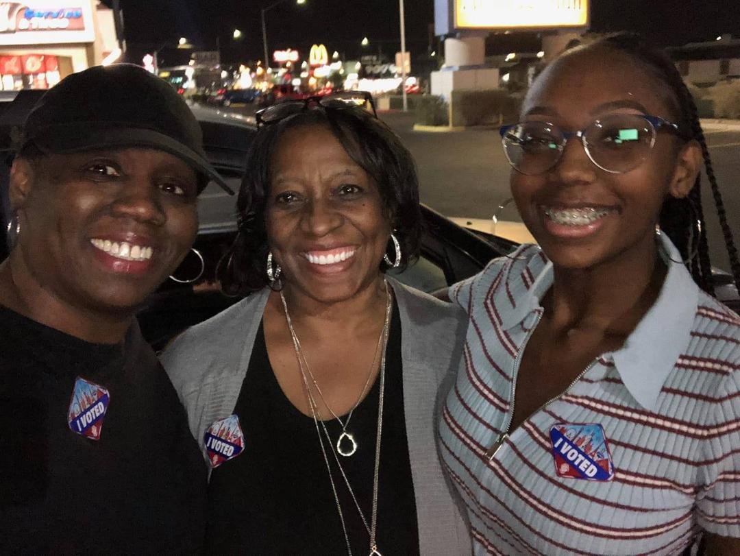 3 generations. My daughter, her daughter and myself!!!❤❤❤ My granddaughter's 1st year to vote. Barely just turned 18 yrs old. Not even one month ago. Congratulations on voting my LOVE! We just made it back home. YEA!