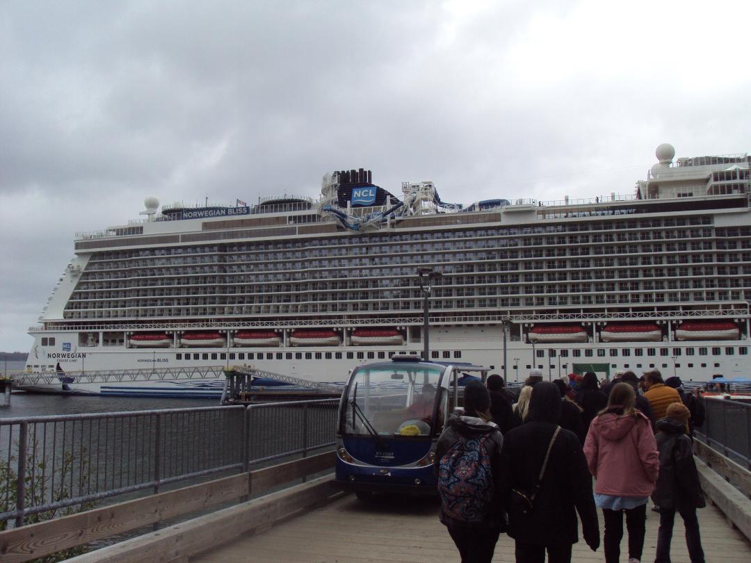 and stern - our room was on the port side about a third of the way from the stern