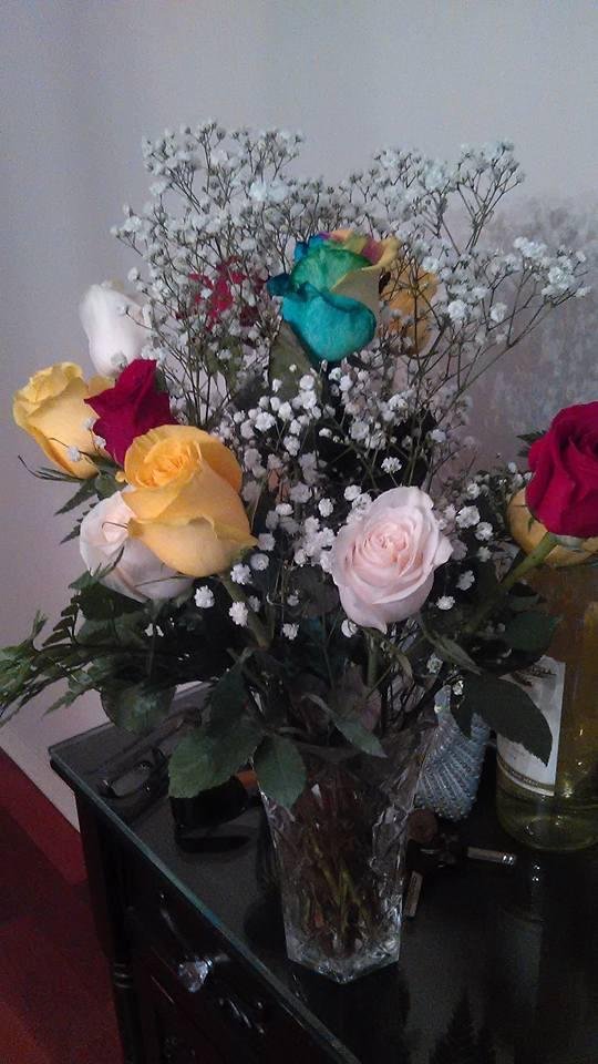 My wonderful husband woke me up with these, the 25th anniversary of our first date! :-)