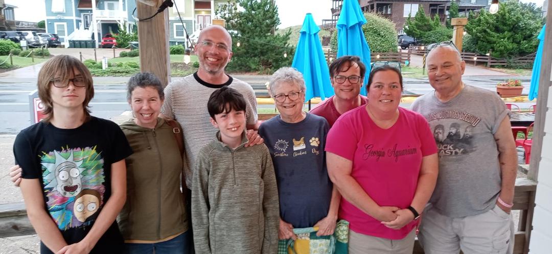 At last all of us in one picture. It is like herding cats to get all of us together. And look at the smiles. Saturday night dinner at the Red Drum. Tomorrow we head home. It has been a good week.