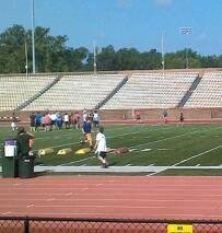 Grandson, Jack Dickey, high stepping at William and Mary football camp.