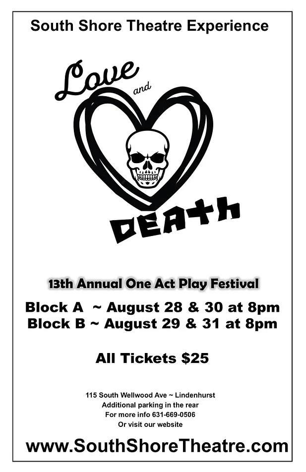 My thanks to Deborah and all at The South Shore Theatre Experience for selecting my entry to be part of the upcoming ONE ACT FESTIVAL. See you there!