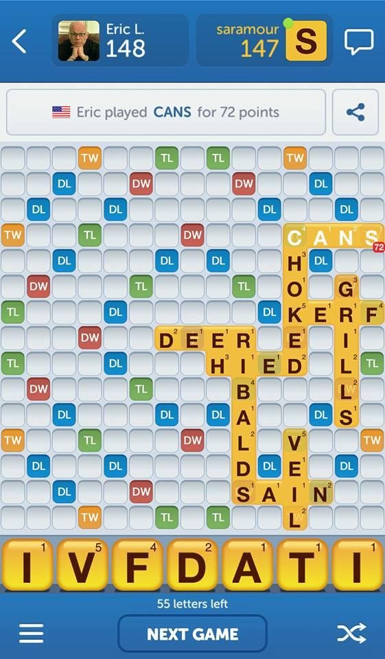 Played CANS for 72 points.  Not bad.