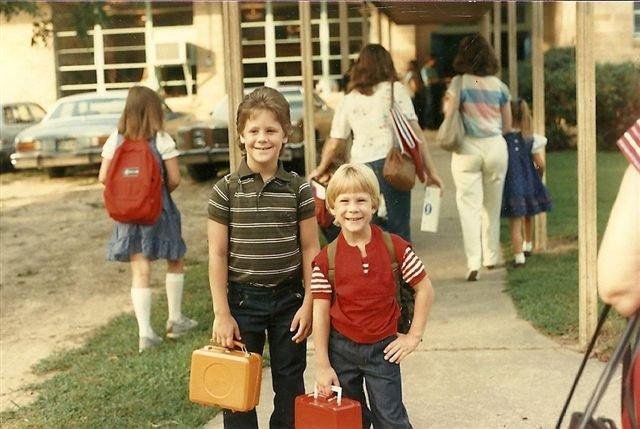 Tony (2nd grade) and Andy (kindergarten) first day of school 1985.