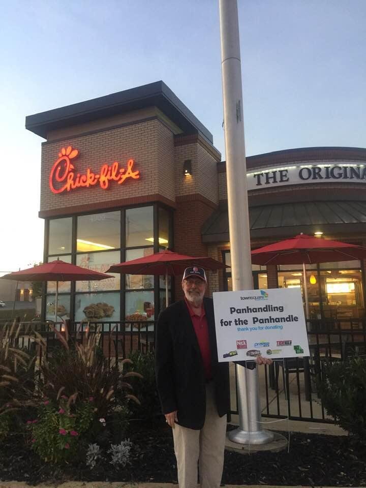 We are raising money for Hurricane victims on the Florida panhandle. Come see us at Chick.fil.a on Skyland. Cap Ray