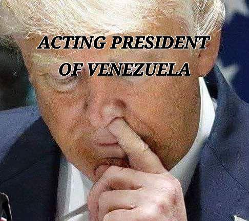 Last night, Heather Cox Richardson closed her daily letter with "On social media tonight, Trump posted a portrait of himself with the title: 'Acting President of Venezuela.'”
I think I found it!