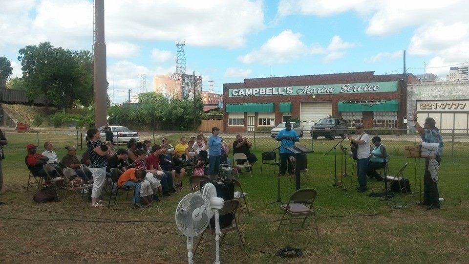 Aug 31 Sunday service under the bridge