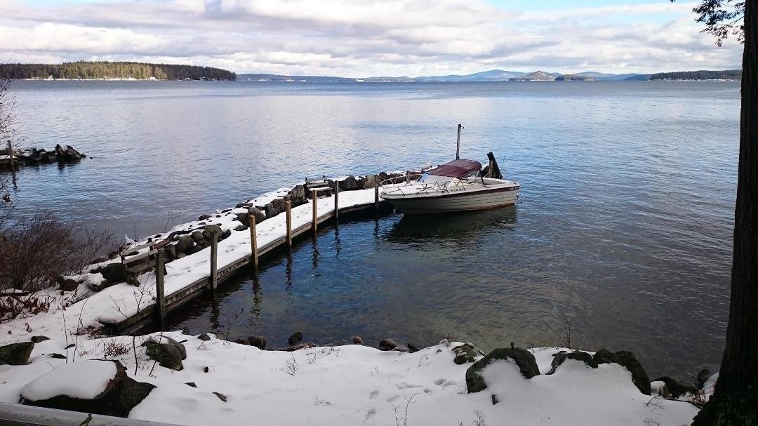 Lake Winnipesaukee on New Years eve. Looking east from Lockes Island