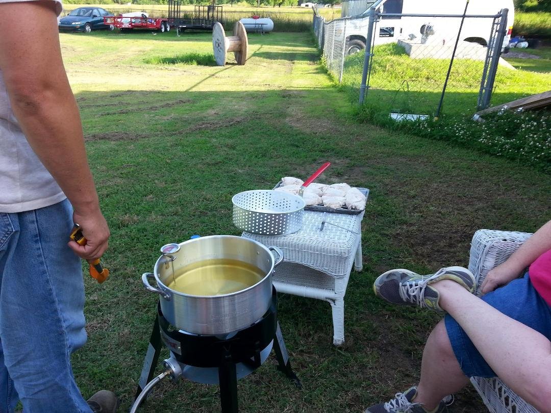 Getting ready for Father's Day dinner with the family in Gowen, Oklahoma.