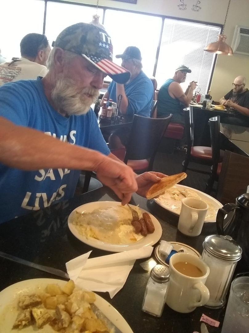 Got our breakfast paid for at the star restaurant some guy liked Martin Howard trump 2024 hat. Awesome!!. :)