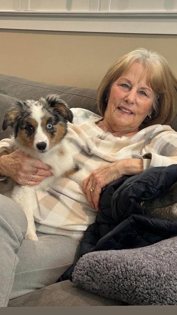 Me with my grandson’s dog. She is such a beauty.