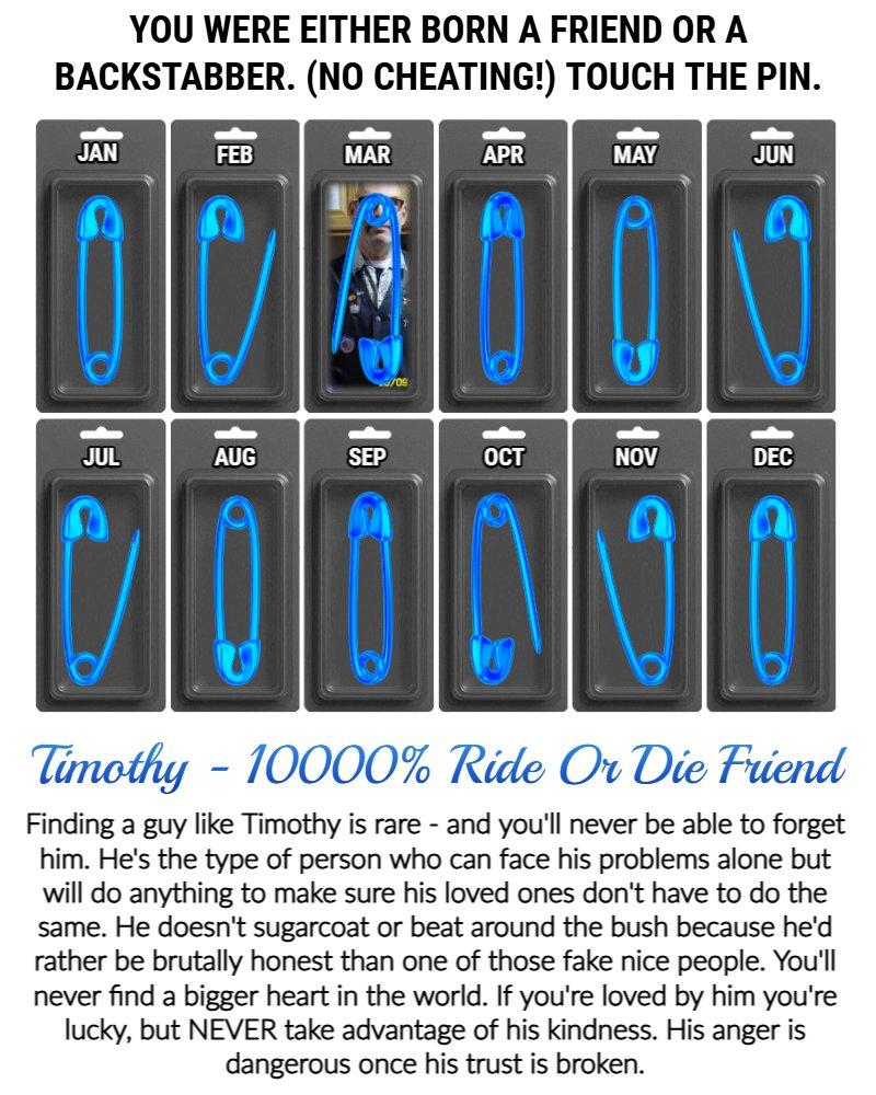 You Were Either Born A FRIEND Or A BACKSTABBER. (No Cheating!) Touch The Pin.
