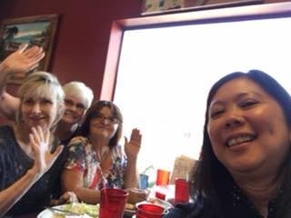 Lunch with dear friends! Thank you, Judy Fields Nelson, for the great surprise of Alison joining us!