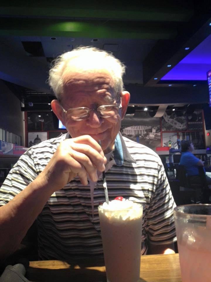 Dad enjoying Christmas Eve chocolate shake with cousin Kelly :) Wish I was there with you both!