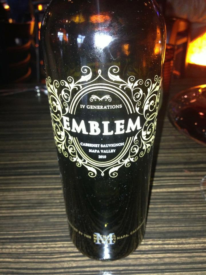 Having dinner and a nice bottle of Emblem