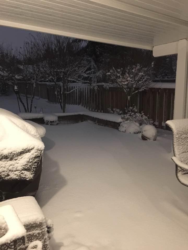 At least 6 inches and it's still coming down!