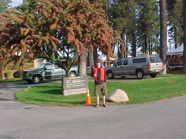 Keven Mack at Farmers Market Hayden Idaho, serving as traffic controller.
