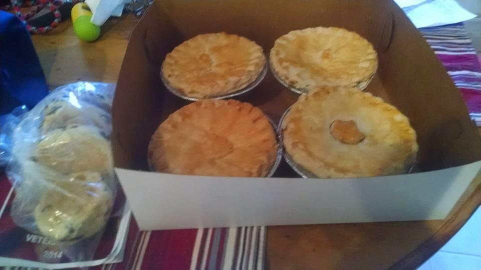 Yummy steal and ale, chicken and mushroom, scones, steak and kidney,