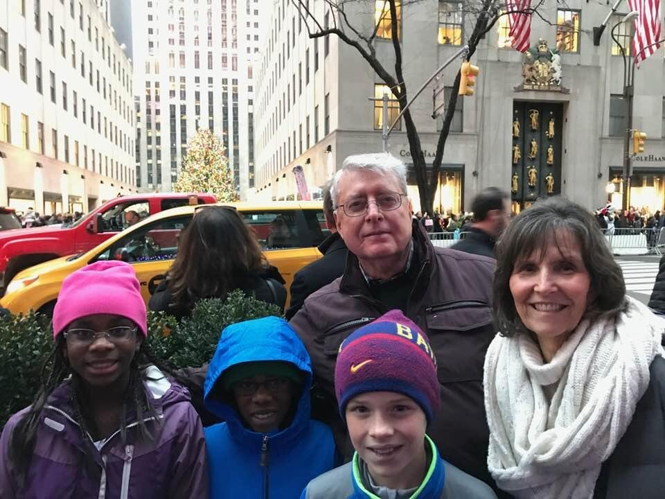 Rockefeller Center with 3 of the Richmond grandchildren. Grace was seeing Hamilton!