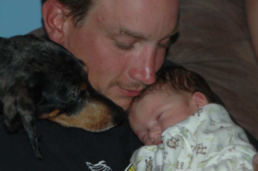 Uncle Paulie and Murphy with baby Tyler.