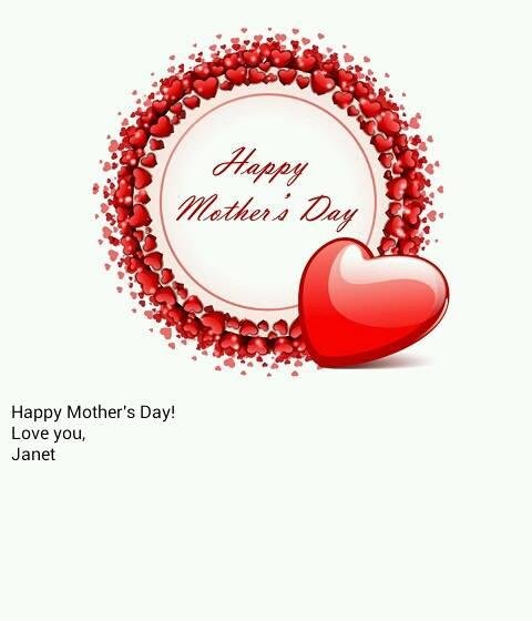 Happy Mother's Day to all my sisters and friends!
Love you,
Janet