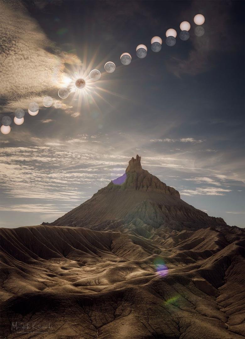 Annular Solar Eclipse over Utah
Image Credit & Copyright: MaryBeth Kiczenski
Explanation: Part of the Sun disappeared earlier this month, but few people were worried. The missing part, which included the center from some l